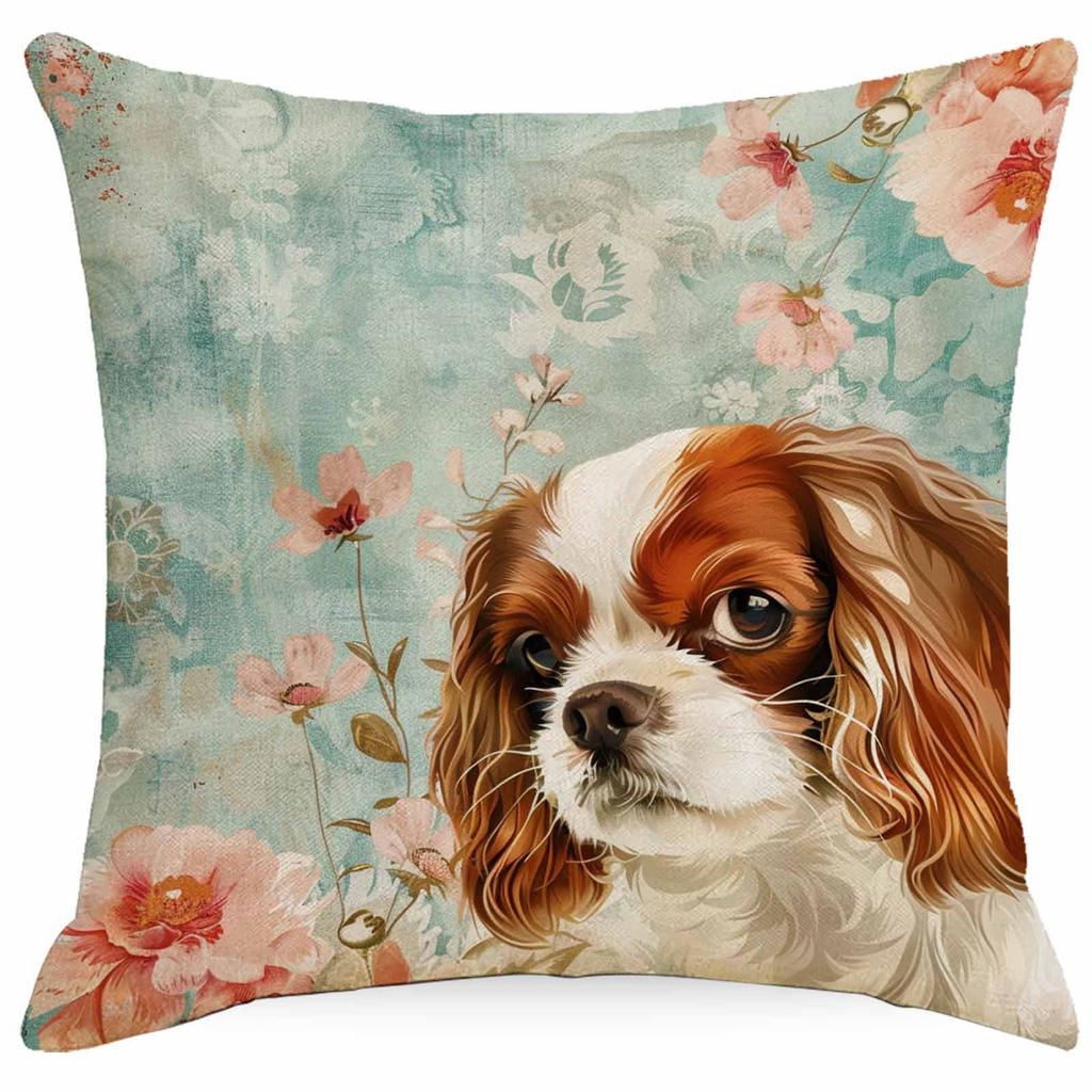 Flower Dog Pillow Case Home Sofa Cushion Pillow Case