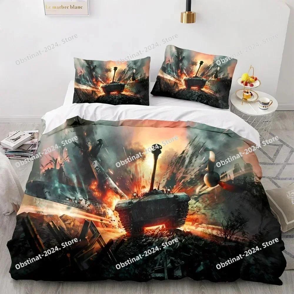 New 3D Armored Tank Duvet Cover Fighter Bedding Set for Bedroom Decor Boys Teens Military Queen King Size Polyester Quilt Cover