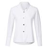 Women Stand Collar Long Sleeve Metal Button Solid Casual Blouse Shirt Top