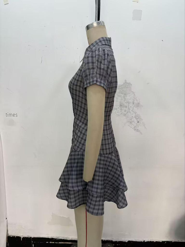 2025 Herbst/Winter Damen kariertes Lagenkleid - Akademischer Stil