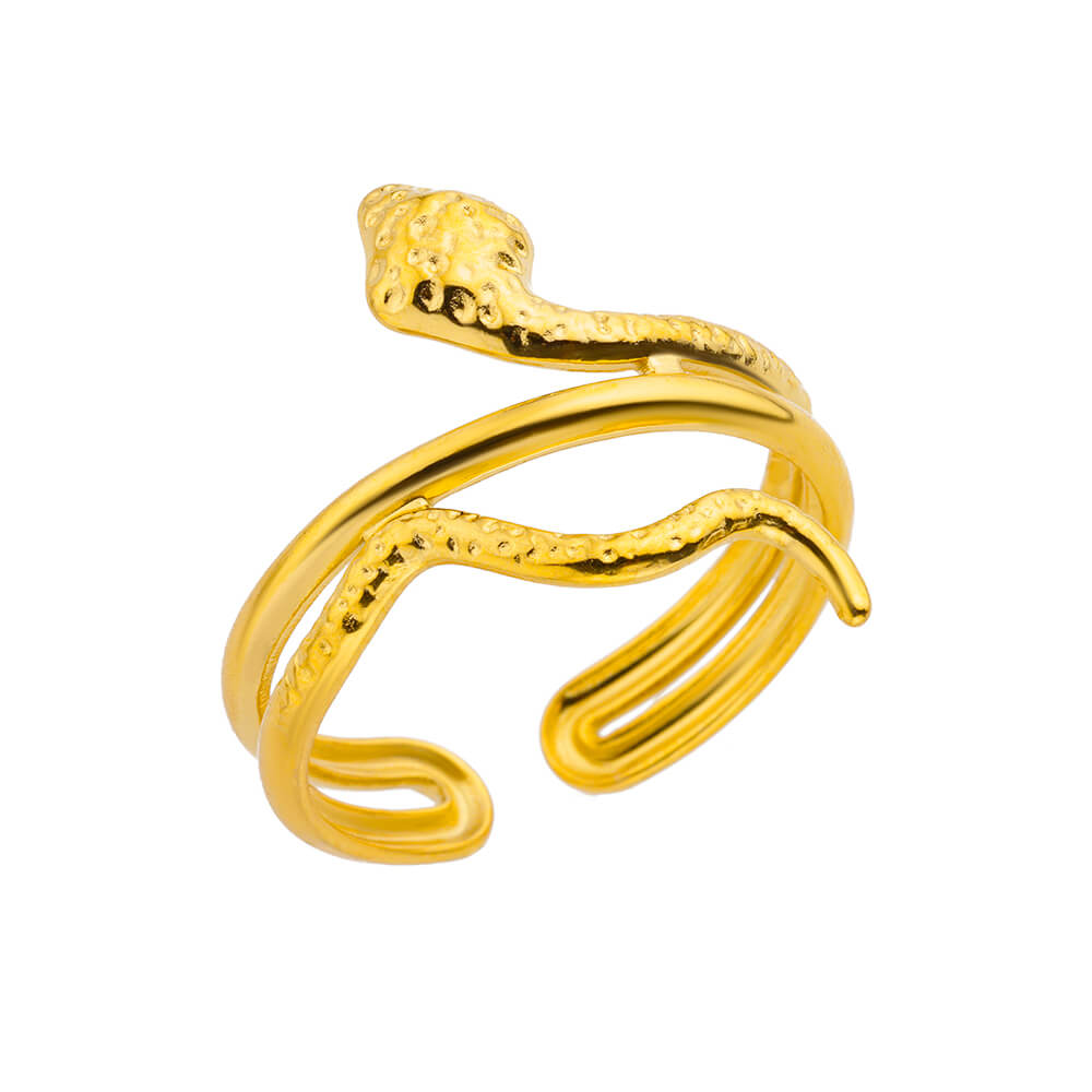 Irregular Layered Stainless Steel Rings For Women Adjustable Gold Plated Snake Aesthetic Ring Wedding Accessories Birthday Gift