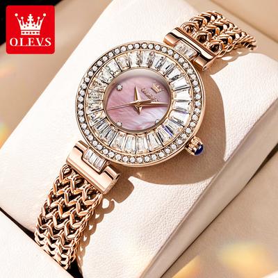 Luxuriöse Roségoldene Diamant-Quarzuhr für Damen Minimalistische Wasserdichte Damenarmbanduhr Elegante Damenuhr
