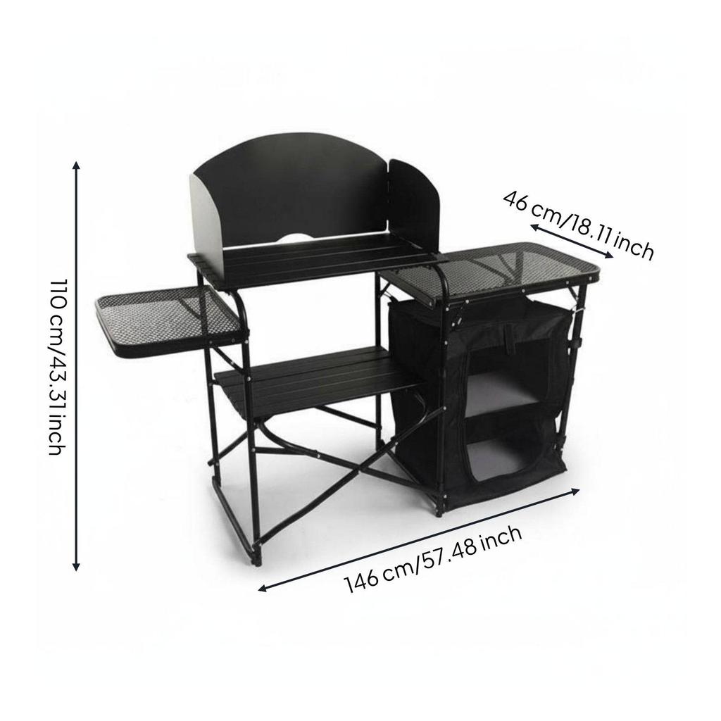 Folding Camp Table with Storage Multi-Functional Aluminum Outdoor Cooking