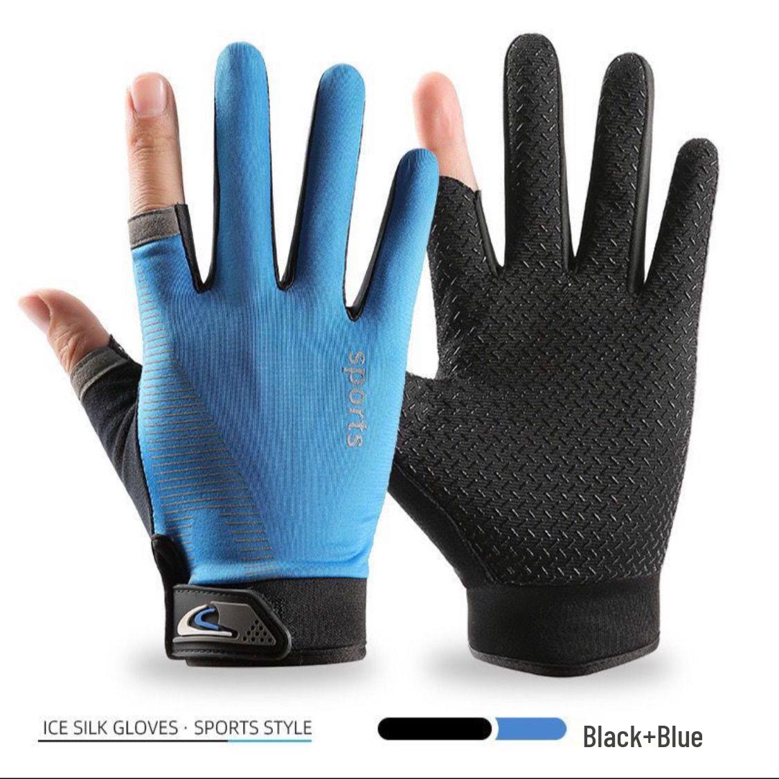 

Men s Thin Ice Silk Sun Protection Anti-Slip Driving and Outdoor Cycling Gloves One Size (fits palm circumference 17-23 cm)