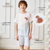 YEEHOO 50S Modal Kids' Bear Print Short Sleeve Pajama Set