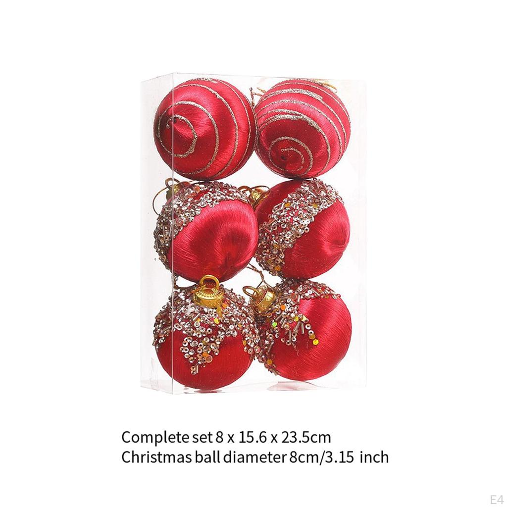 6Pcs Christmas Ball Ornaments Hanging Shatterproof Balls Decorative Bauble for