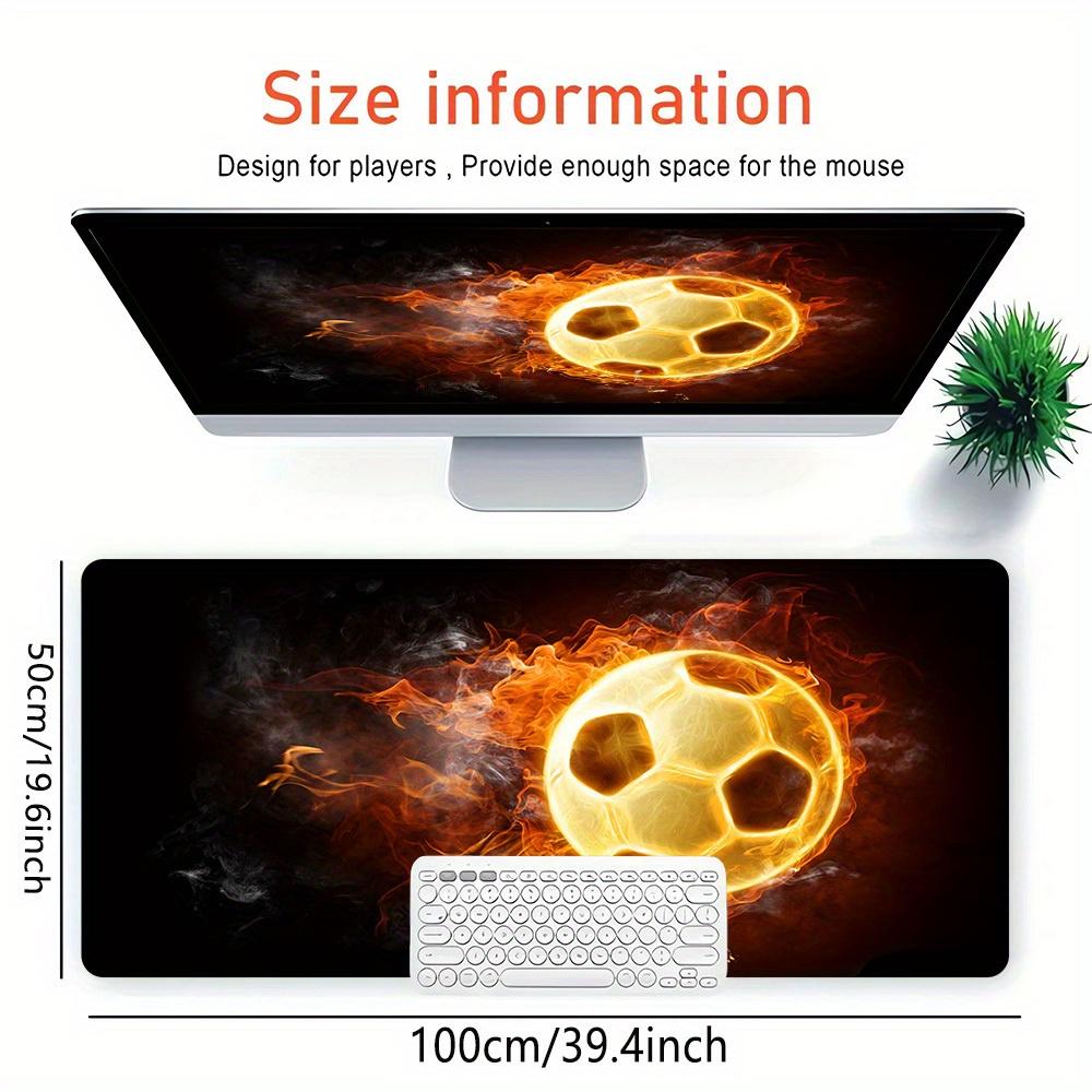 1pc Large Gaming Mouse Pad, UV Reactive Non-Slip Desk Mat, Washable PolyesterFire, Soccer, FlameComputer Pad with Vibrant Game Machine Print