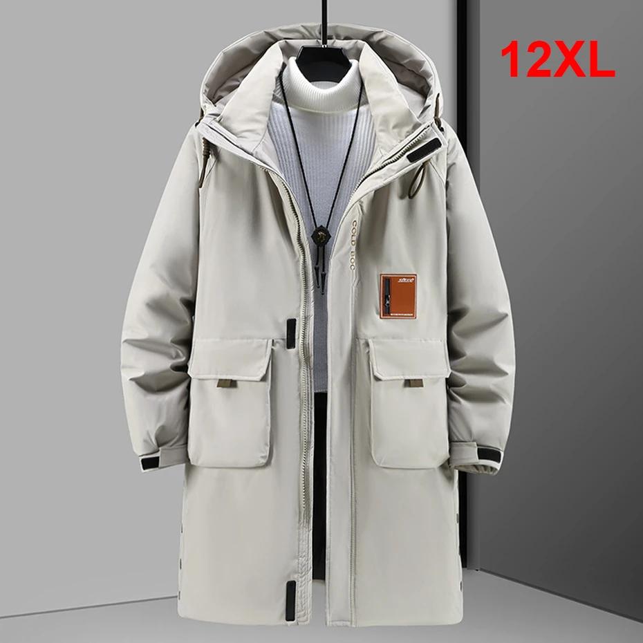 

Зимние длинные парки мужские толстые куртки пальто 12XL размера плюс модные повседневные водонепроницаемые парки мужские зимние черные пальто большой размер 12XL 10XL бежевый
