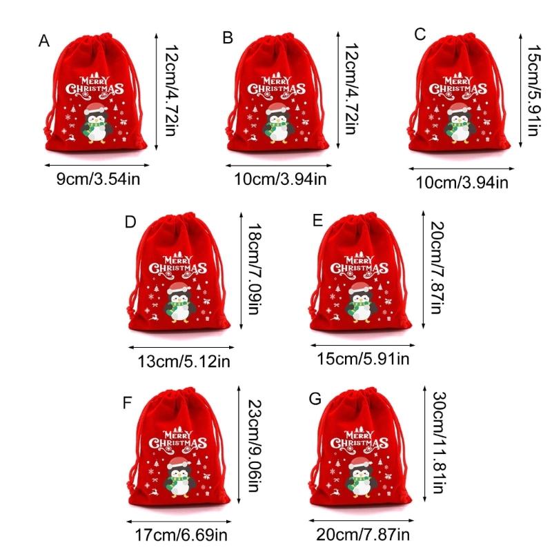Set Of 12 Durable Plush Gift Bags For Christmas And Special Occasion Bags with Easy To Use Drawstring Closure
