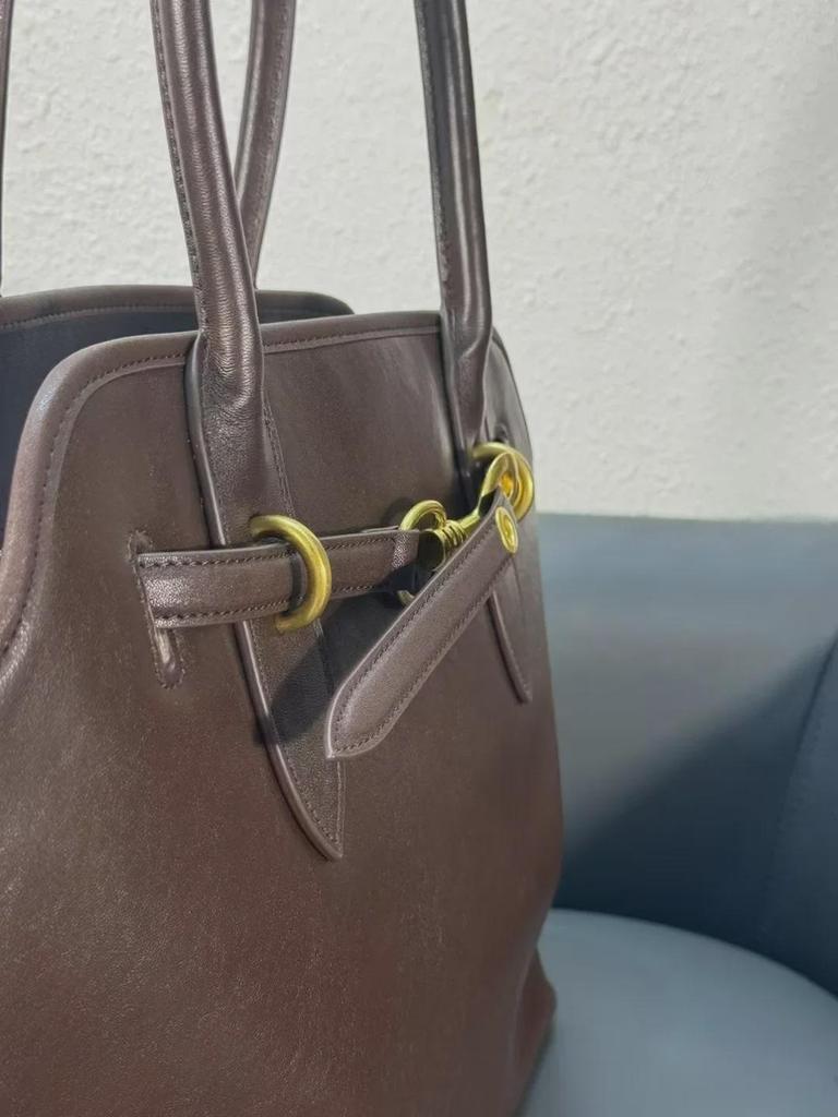 Vintage Genuine Leather Cowhide Tote - Large Capacity Handbag for Women