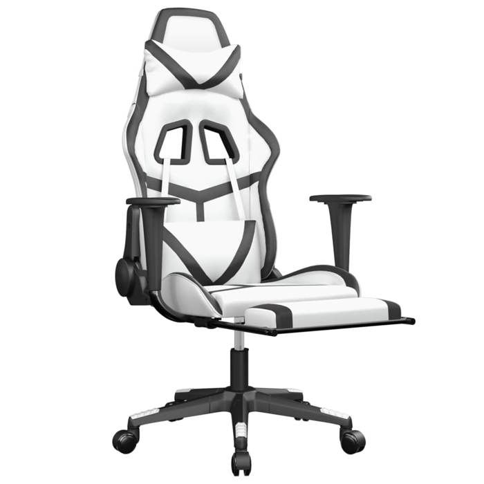 VidaXL Massage Gaming Chair with Footrest Computer Chair Armchair Adjustable Backrest and Footrest Office 345443