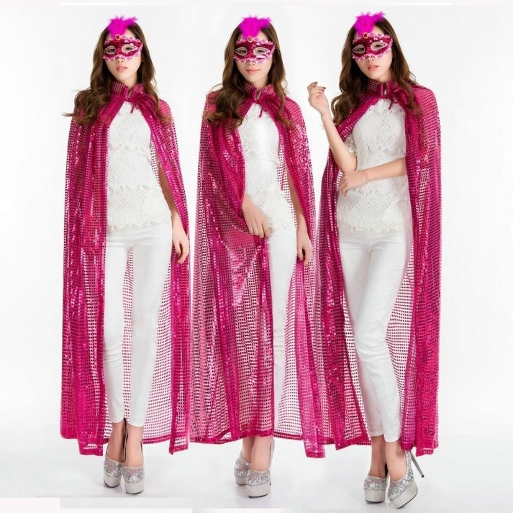 Vintage Glanzende Pailletten Cape Fantasy Glanzende Mantel Nieuwe Halloween Cosplay Gewaad Feest