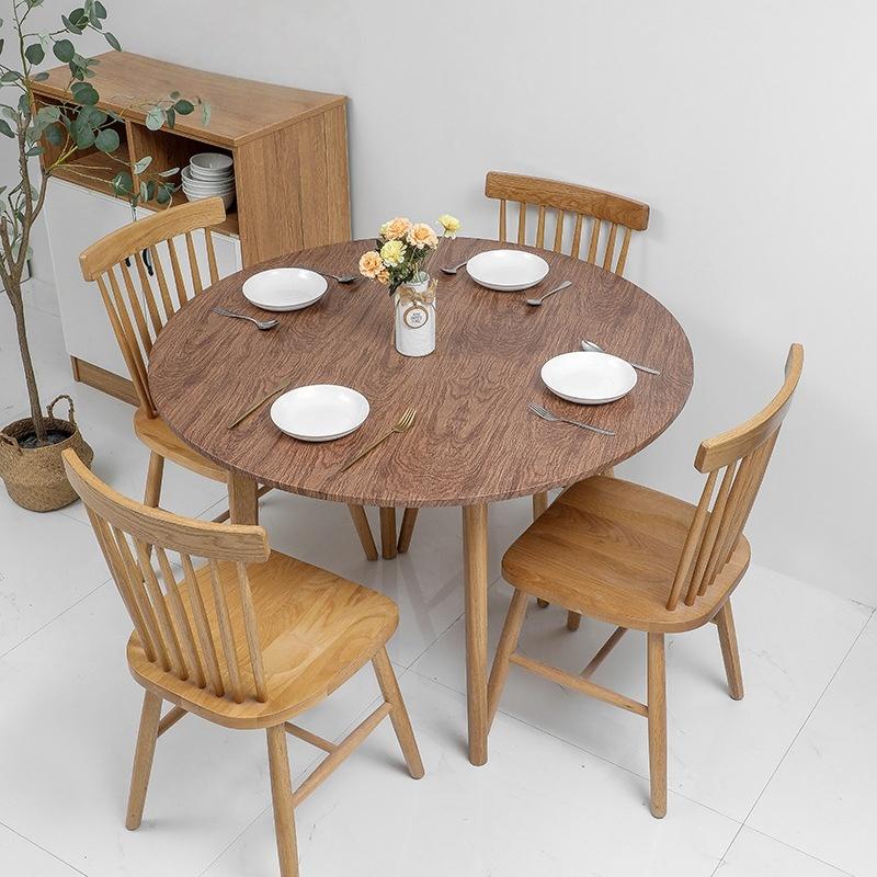 1PC 48inch Round Table Cloth Farmhouse Table Cover Decorative Wood/Woven Texture Desk Cover Tabletop Protection Cloth