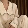 Autumn Winter New Soft Sleepwear Women's Lapel Button Cardigan 2 Piece Outfit Set Women Simple Solid Color Home Suit for Women
