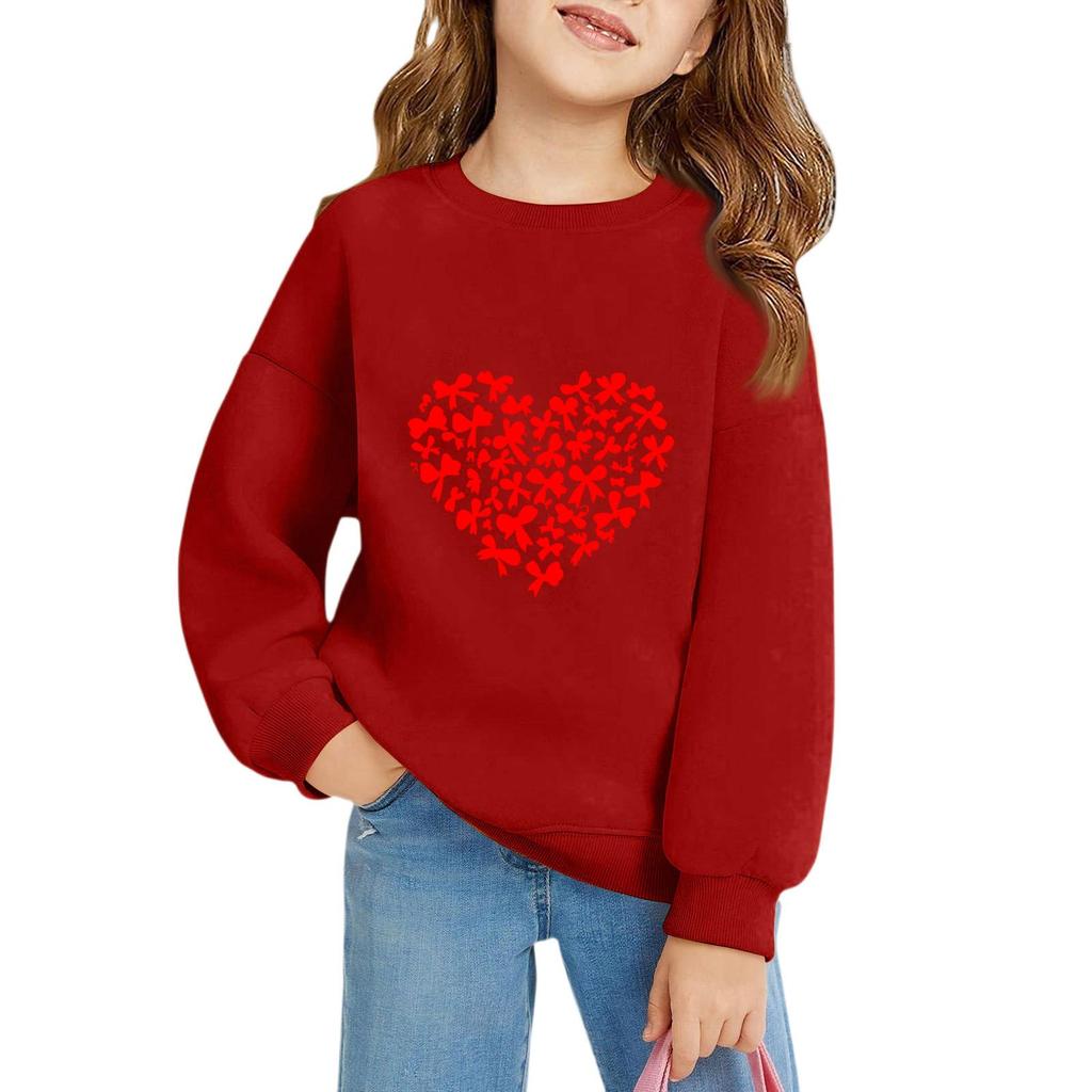 Mädchen Rundhals-Pullover für Kinder Bedruckte Baby-Oberteile Valentinstag