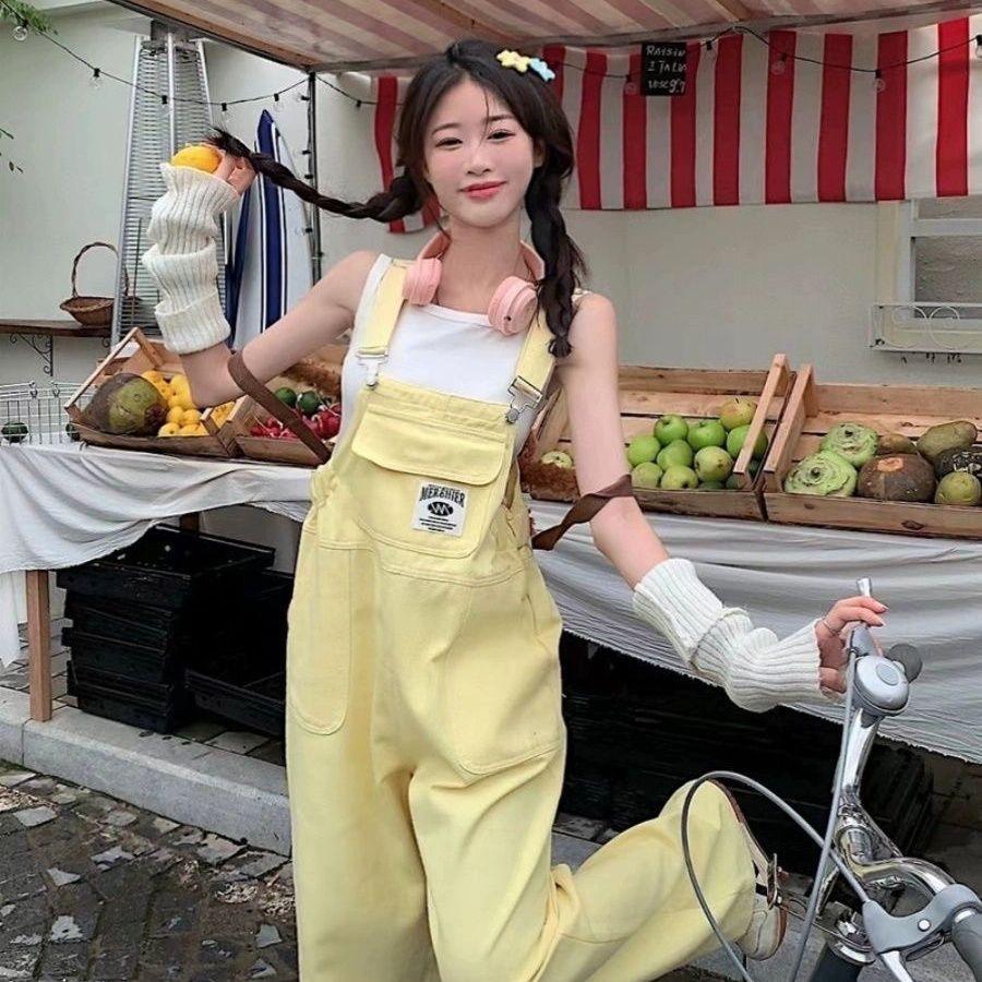 Women s Retro Denim Overalls: Autumn Loose-Fit, Slimming Straight-Leg Jumpsuit L