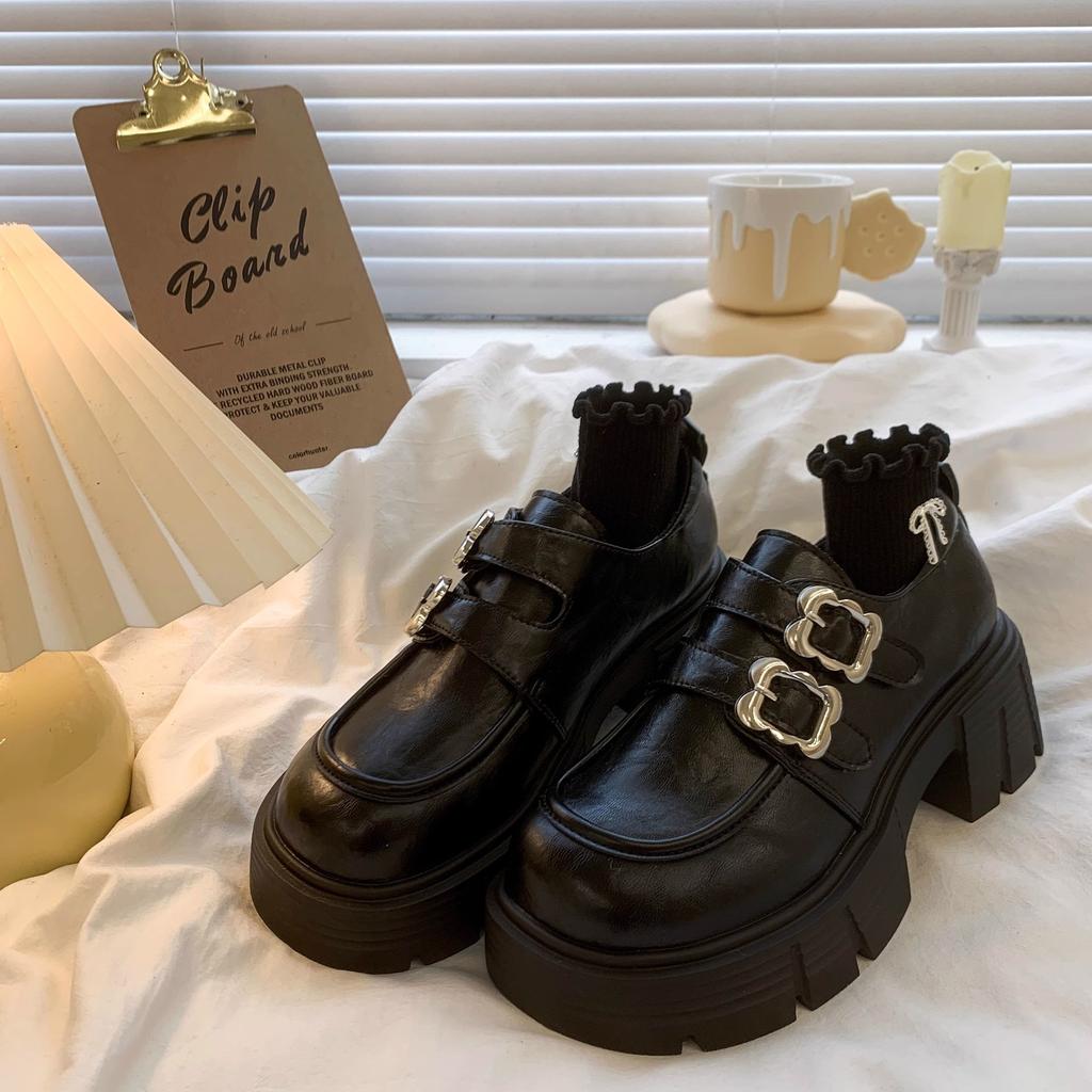 British Style Loafers Cotton Shoes Women's 2025 Spring and Autumn New Platform Thick Heel Retro Fluffy Mary Jane Small Leather Shoes