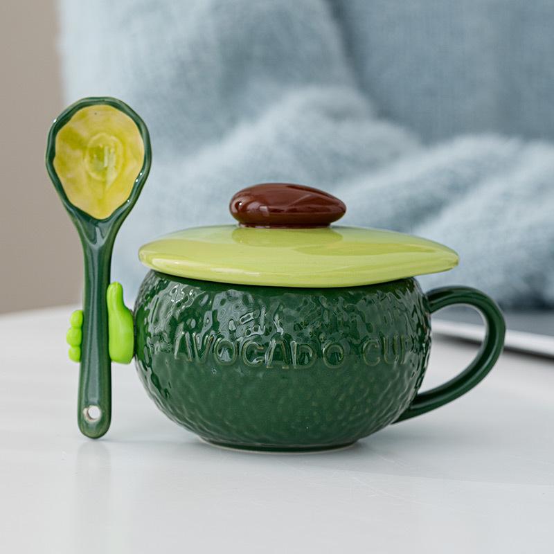Adorable Pumpkin Ceramic Mug Set with Lid & Spoon for Students
