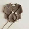 Autumn Korean Knit Romper & Cute Hat for Newborns - Unisex Snap-Crotch Sweater Romper