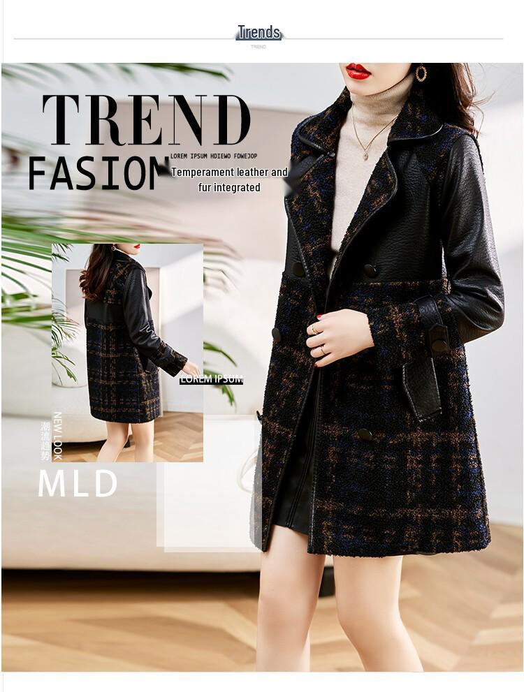 Winter Reversible Mid-Length Velvet Thick PU Leather Jacket - Women's Cozy Loose Fit