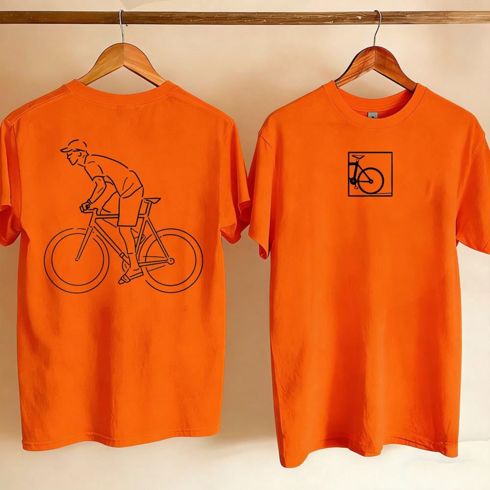 Minimalist Line Art Cyclist Bicycle Icon Graphic Tee Short Sleeve Crew Neck Slim T Shirt Simple Design Yk Top Aesthetic Clothes