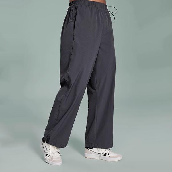 Reebok Solid Color Woven Loose Straight Leg Casual Pants Unisex Bottoms Charcoal-Black 24SRC615UGH1