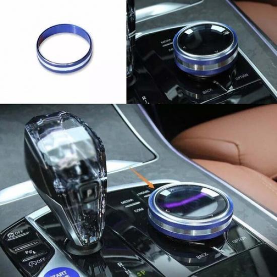 Blue Aluminum Fit For BMW X5 G05 19- Multimedia Button Switch Middle Console