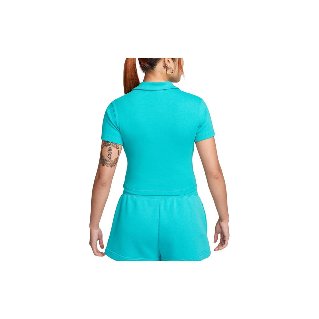 New Nike Sportswear Essentials Series Polo Shirt Women's Blue Green DV7885-345