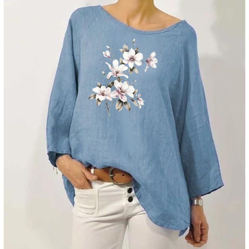 IHUASU Women's Fashion Casual Long Sleeve O-Neck Blouses & Shirts Elegant