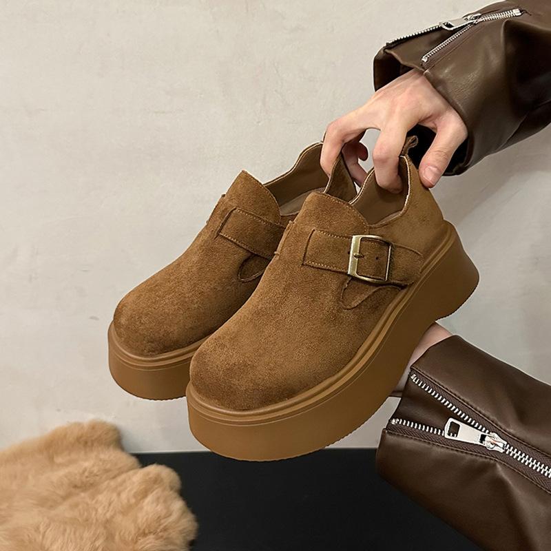 

Туфли на платформе женские новые весенне-осенние туфли на одной педали ретро повседневные одинарные туфли 40 верблюд