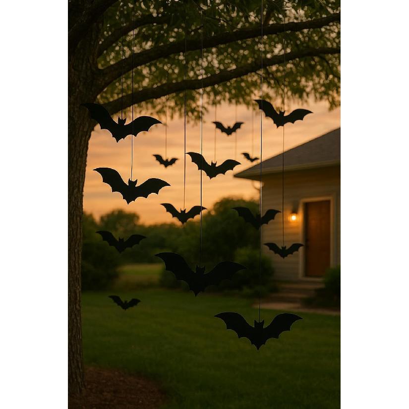 120 Pcs Halloween Bats Wall Decor - Realistic 3D Bats Halloween Wall Decorations - 4 Different Sizes Durable Bat Stickers for Room, Lawn, Window