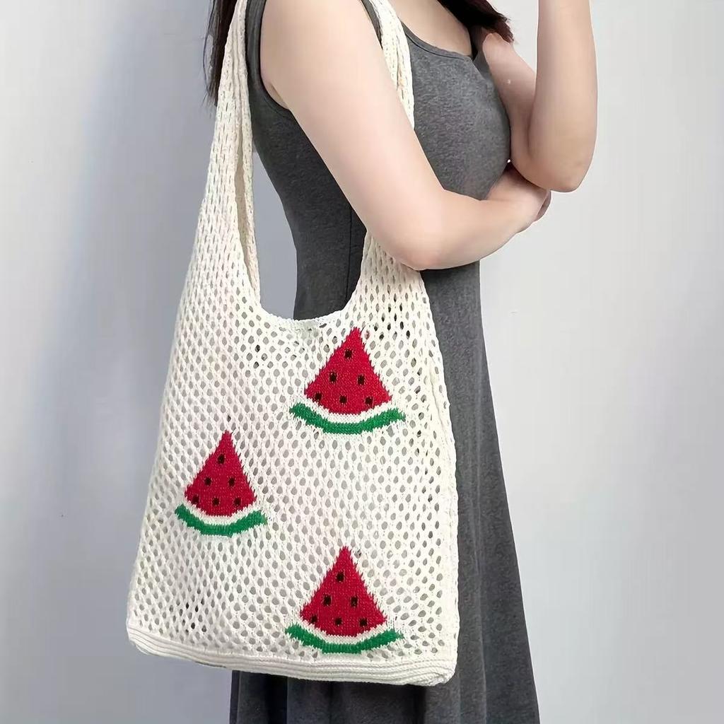Summer super fire woven bag women's new literary and artistic style wool knitted vacation beach bag shoulder messenger bag