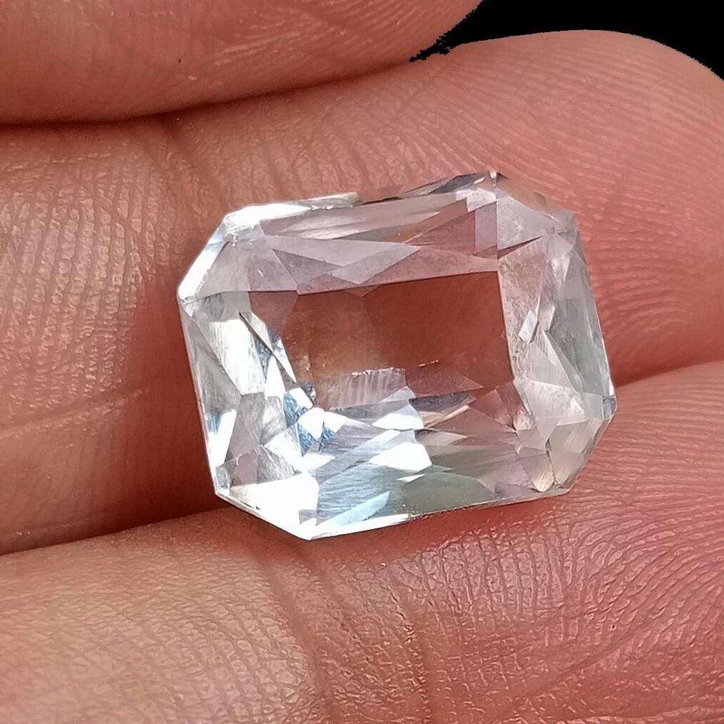 Fabulous White Sapphire Natural Emerald Cut 12+ Ct Certified Loose Gemstone