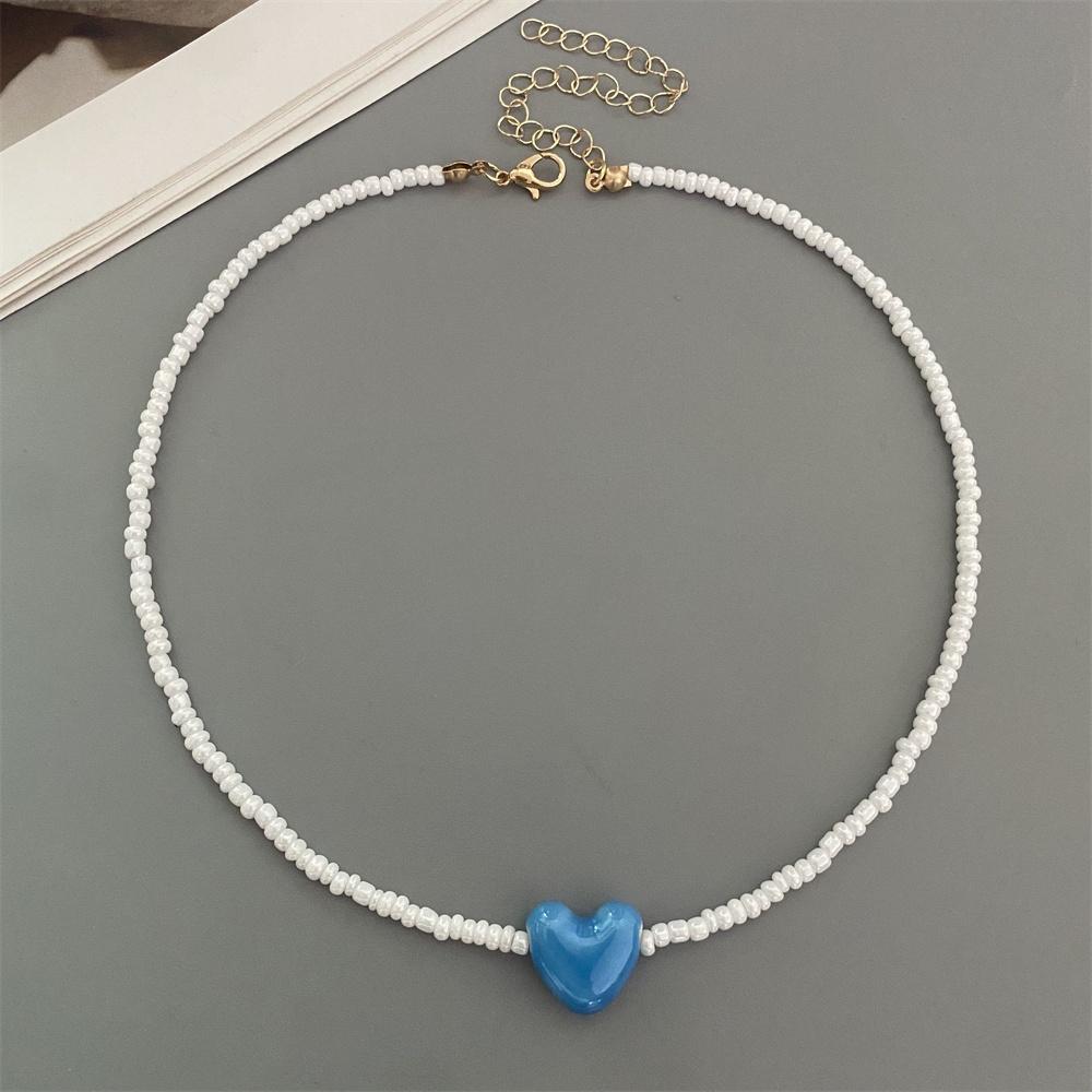 Nuova Moda Colore Caramella Choker Collana per Donna Ragazza Cuore d'Amore Quadrato Geometrico Collana Corta Perline Semi Gioielli per il Collo
