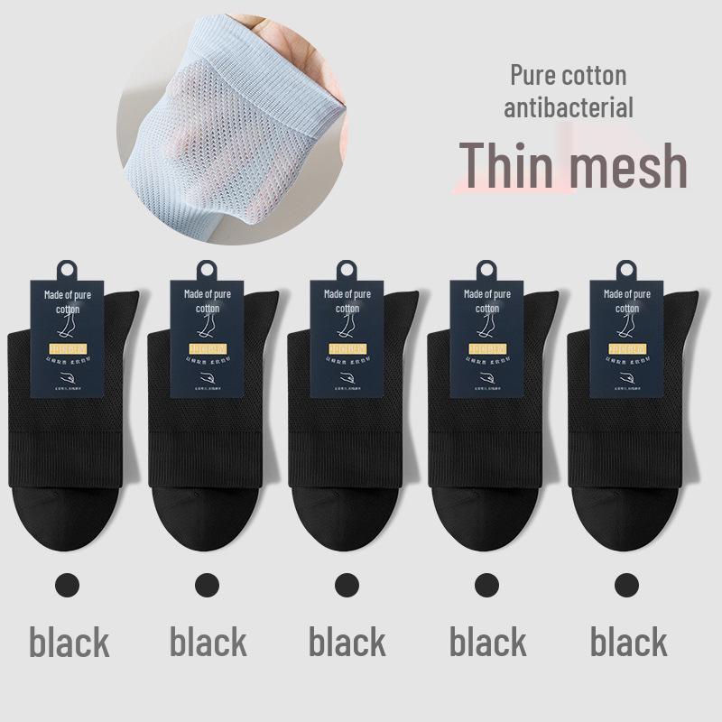 Andningsbara bomullsstrumpor för män, mellanhöga - Svarta (Vår/höst)
