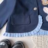 Girls' Rabbit Police Officer Outfit: Stylish Spring/Autumn Coat & Pleated Skirt Set for Baby Girls - Two-Piece (AQB063)