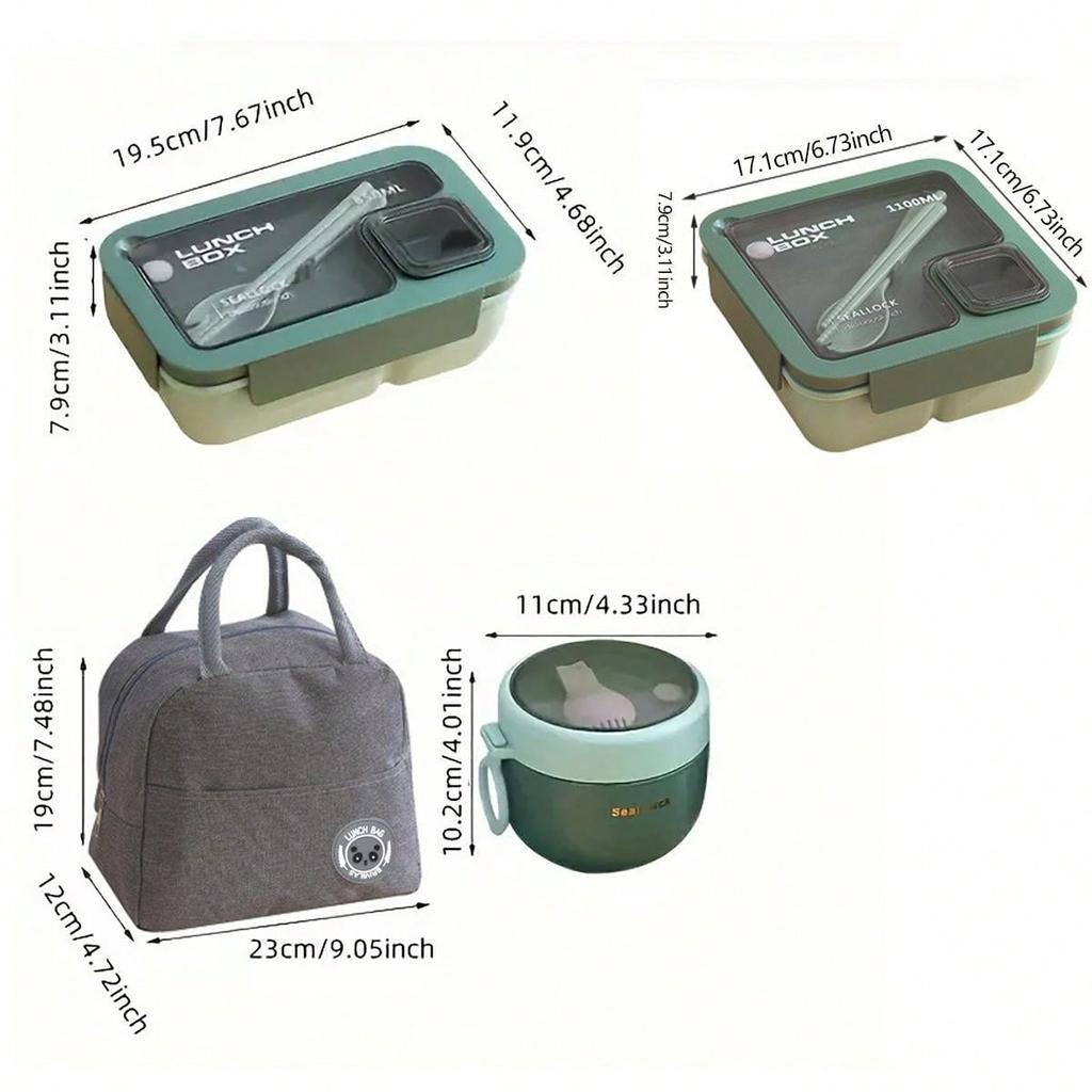 3pcs Lunch Box, Portable And Leak Proof Storage Box With Lid And Thermal Bag, Large Simple Food Storage Bag, For Back To School