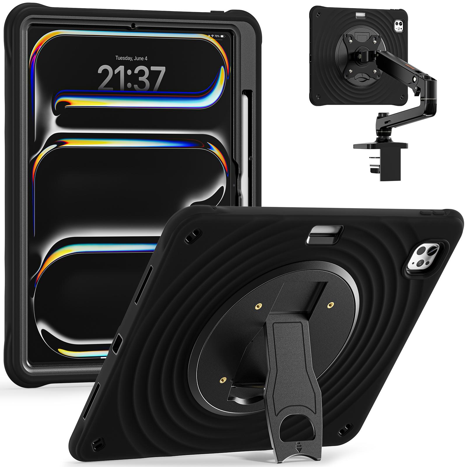 

For iPad Pro 13 (2024) Case Kickstand PC+Silicone+TPU Tablet Cover A