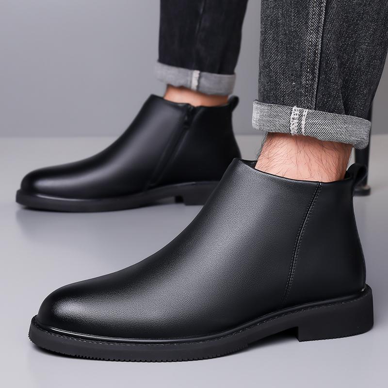 Fashion Brand Men's Chelsea Boots Oxford Business Work Shoes Genuine Leather Handmade Boot Shoes For Formal Dress Wedding Business Party