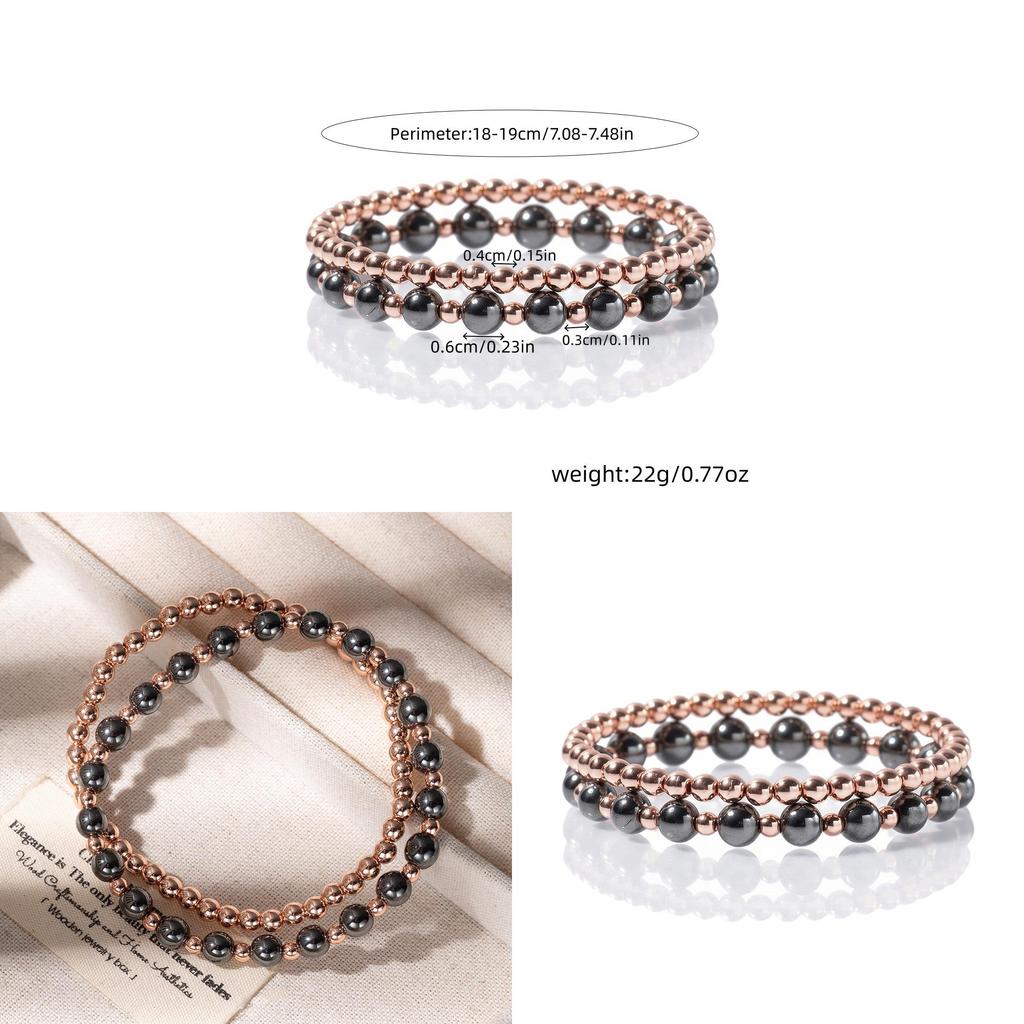 Black Hematite Beaded Bracelets For Men And Women Handmade Geometric Style Travel Gift