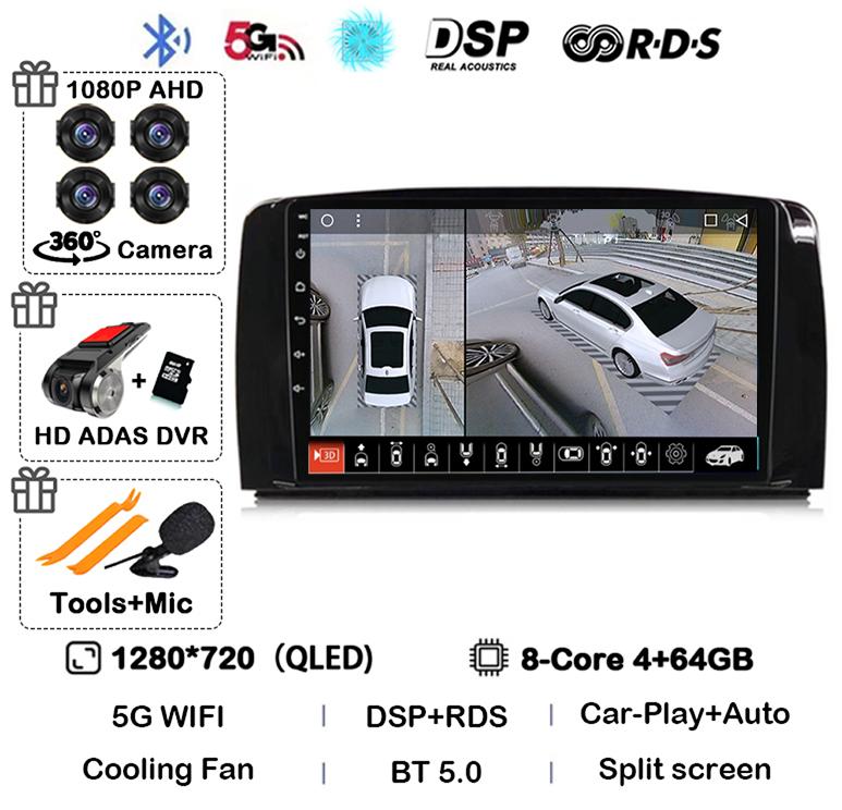 Android 14 Carplay For Mercedes Benz R-Class R Class W251 R280 R300 R320 2005-2017 Car Radio Multimedia Video Player GPS Stereo