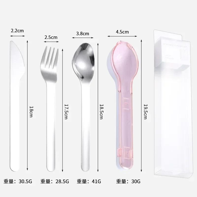 2pcs Portable Dinnerware Set with Storage Box for Travel, Picnic - Chopstick, Spoon