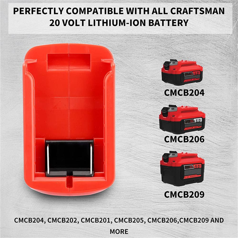Battery Adapter Charger + Dual USB For Craftsman 20-Volt MAX Lithium-Ion Battery