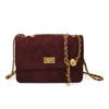 Suede Bag Women's 2025 New High-end Retro Diamond Chain Single Shoulder Underarm Bag Crossbody Small Square Bag