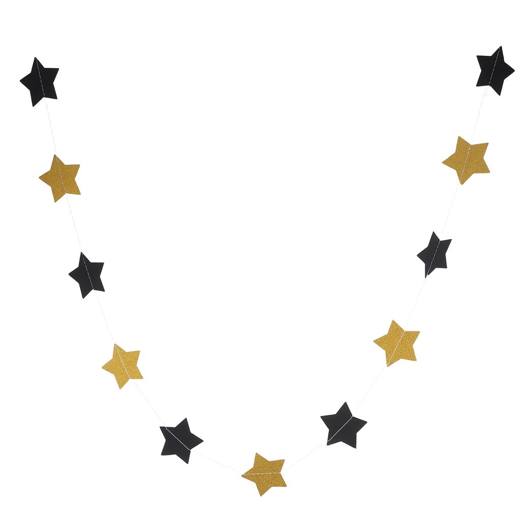 2Pcs Gold Star Garland Banner Double-Sided Glitter Paper Stars 6.5ft Twinkle Decorations Party Hanging Decor Birthday Baby