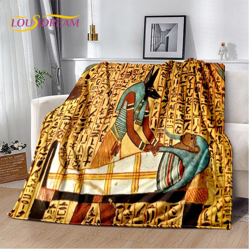 3D Egyptian Mythology Pharaoh Hieroglyphics Soft Plush Blanket,Flannel Blanket Throw Blanket for Living Room Bedroom Sofa Picnic