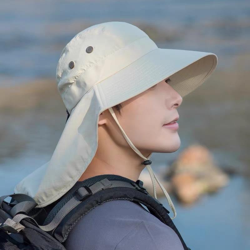 Sonnenschutzhut Herren Damen Fischerhut Sommer Großer Schirm Nackenschutzhut Outdoor Wanderhut Radfahren Eimerhut
