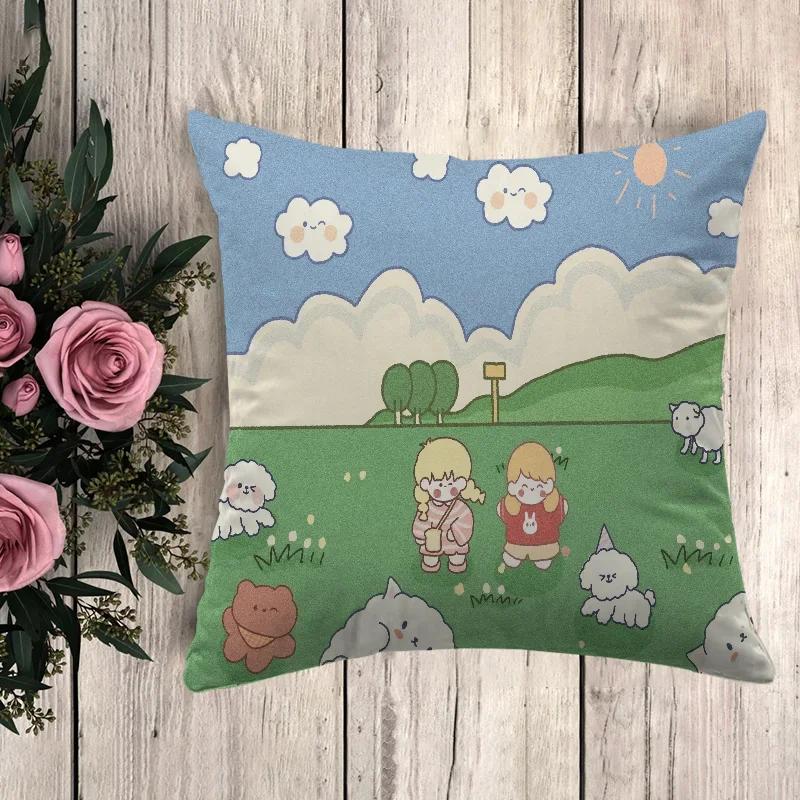 

Аниме Подушка Мультяшная Девушка Наволочка Подушки Домашний Декор Декоративная Наволочка Наволочки для Подушек x Диван 66x66cm бордовый