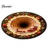 Unique Seasonal Gift Rugs Christmas Round Area Rug, 3D Visual Trap Floor Mat with Santa Elk Print, Soft Crystal Velvet Carpets Non-Slip Stain