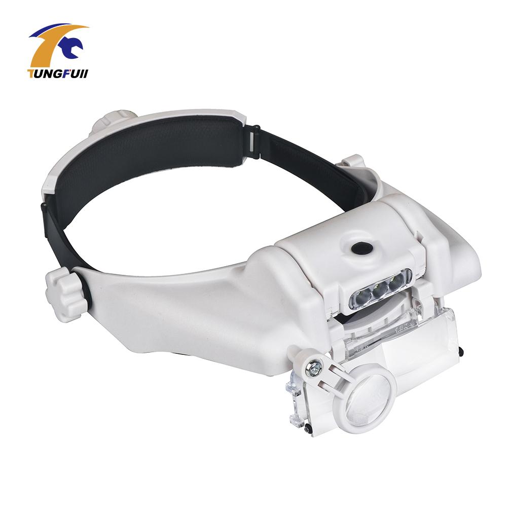 TUNGFULL Magnifying Glass with Led Lights Illuminated Magnifier Lamp Wearing Style 1.5x 2x 2.5x 3x 3.5x 8  Magnifying Headset